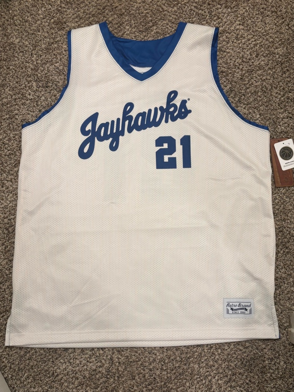 Kansas Jayhawks ‘#21 Embid’ Retro brand jersey. NWT. 2XL men’s